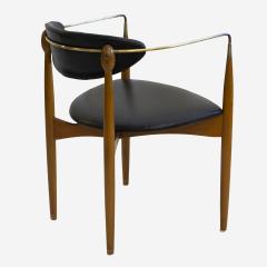 Dan Johnson Walnut and Brass Viscount Chair by Selig - 2613876