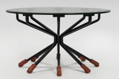 Dan Wenger Coffee Table with Glass Top Steel Legs and 12 Leather Trim Legs by Dan Wenger - 572879