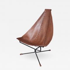 Dan Wenger Enclosed Lotus Lounge Chair by Dan Wenger in Leather and Steel - 526346