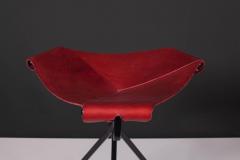 Dan Wenger Quark Stool by Dan Wenger in Red Leather and Steel - 533058