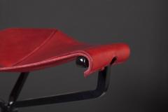 Dan Wenger Quark Stool by Dan Wenger in Red Leather and Steel - 533068