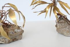 Daniel D Haeseleer Daniel D haeseleer pair of palm tree sculptures in brass and stone Belgium 1970 - 4148857