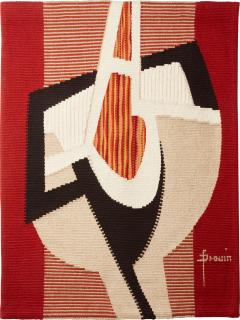 Daniel Drouin abstract red woven wool tapestry Ombre rouge 1970 - 3383627