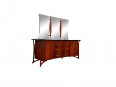 Daniel Jones Inc Piet Hein Attribution Daniel Jones Anthropomorphic Walnut Cabinet Triple Mirror - 2547669