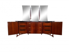 Daniel Jones Inc Piet Hein Attribution Daniel Jones Anthropomorphic Walnut Cabinet Triple Mirror - 2547672