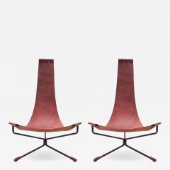 Daniel L Wenger Pair of Dan Wenger Lotus Chair in Leather and Metal - 530414