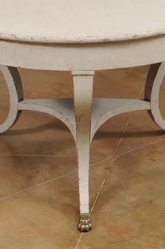 Danish 1810s Painted Hall Center Table with Curving Legs and Brass Lion Paw Feet - 3491242