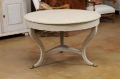 Danish 1810s Painted Hall Center Table with Curving Legs and Brass Lion Paw Feet - 3491259