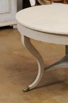 Danish 1810s Painted Hall Center Table with Curving Legs and Brass Lion Paw Feet - 3491312