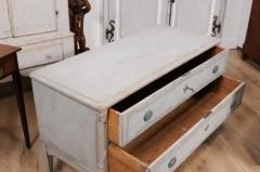 Danish 1820s Light Gray Painted Two Drawer Chests with Semi Columns a Pair - 3596014