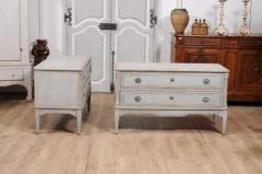 Danish 1820s Light Gray Painted Two Drawer Chests with Semi Columns a Pair - 3596038