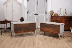 Danish 1820s Light Gray Painted Two Drawer Chests with Semi Columns a Pair - 3596051