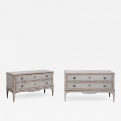 Danish 1820s Light Gray Painted Two Drawer Chests with Semi Columns a Pair - 3600884