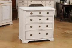 Danish 1880s Off White Painted Serpentine Front Chest with Graduated Drawers - 3587986