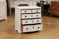 Danish 1880s Off White Painted Serpentine Front Chest with Graduated Drawers - 3587994