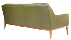 Danish 1970s avocado leather 3 seat sofa - 2858013