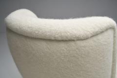 Danish Armchair and Ottoman with Wooden Bun Legs Denmark 1940s - 2009347