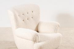 Danish Armchair circa 1940 Newly Upholstered with Boucl Fabric - 3033594