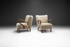 Danish Armchairs with Sculptural Oak Arms Denmark 1950s - 2856809