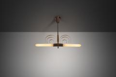 Danish Art Deco Brass Hanging Lamp Denmark 1940s - 4593202