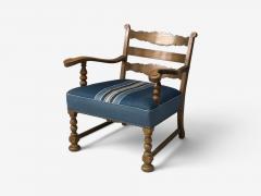 Danish Cabinetmaker Armchair Wool Carved Oak Denmark 1920s - 4751503