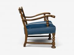 Danish Cabinetmaker Armchair Wool Carved Oak Denmark 1920s - 4751511