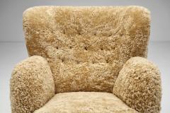 Danish Cabinetmaker Armchair in Warm Sheepskin Denmark ca 1950s - 4584365
