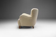 Danish Cabinetmaker Armchair with Patterned Upholstery Denmark 1940s - 2350701