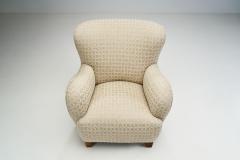 Danish Cabinetmaker Armchair with Patterned Upholstery Denmark 1940s - 2350704