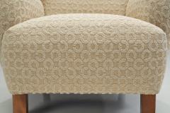 Danish Cabinetmaker Armchair with Patterned Upholstery Denmark 1940s - 2350718