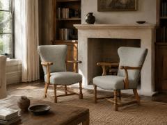 Danish Cabinetmaker Armchairs Oak Gray Wool Denmark 1950s - 4751553