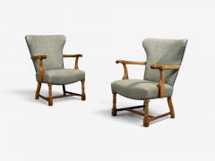 Danish Cabinetmaker Armchairs Oak Gray Wool Denmark 1950s - 4751555