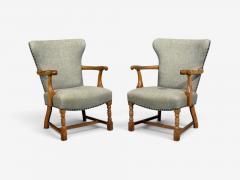 Danish Cabinetmaker Armchairs Oak Gray Wool Denmark 1950s - 4751556