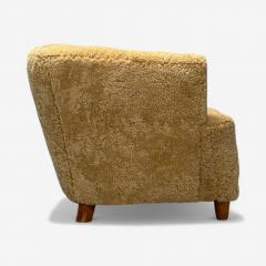 Danish Cabinetmaker Banana Lounge Chair Honey Sheepskin Denmark 1940s - 3961609