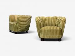 Danish Cabinetmaker Banana Lounge Chairs Beech Velour Denmark 1940s - 4750398