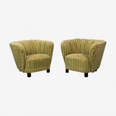 Danish Cabinetmaker Banana Lounge Chairs Beech Velour Denmark 1940s - 4751520