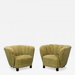 Danish Cabinetmaker Banana Lounge Chairs Beech Velour Denmark 1940s - 4751521