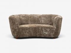 Danish Cabinetmaker Banana Sofa Sahara Sheepskin Beechwood Denmark 1940s - 4738661