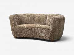 Danish Cabinetmaker Banana Sofa Sahara Sheepskin Beechwood Denmark 1940s - 4738662