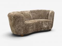 Danish Cabinetmaker Banana Sofa Sahara Sheepskin Beechwood Denmark 1940s - 4738663
