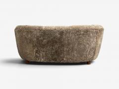 Danish Cabinetmaker Banana Sofa Sahara Sheepskin Beechwood Denmark 1940s - 4738668