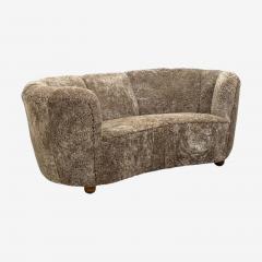 Danish Cabinetmaker Banana Sofa Sahara Sheepskin Beechwood Denmark 1940s - 4738737