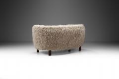 Danish Cabinetmaker Curved Sofa in Taupe Faux Shearling Denmark ca 1950s - 2995594