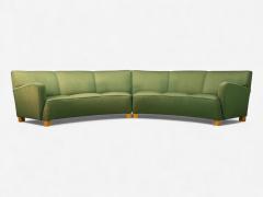 Danish Cabinetmaker Fabric Wood Monumental Banana Sofa Denmark 1960s - 4428656