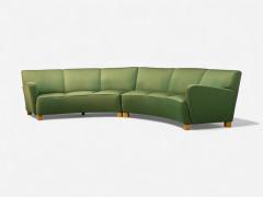 Danish Cabinetmaker Fabric Wood Monumental Banana Sofa Denmark 1960s - 4428657