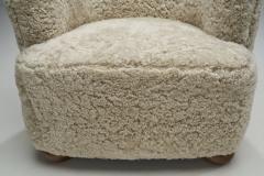 Danish Cabinetmaker Lounge Chair in Sheepskin Denmark 1940s - 4417606