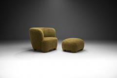 Danish Cabinetmaker Lounge Chair in Wool with Footstool Denmark ca 1940s - 2982854