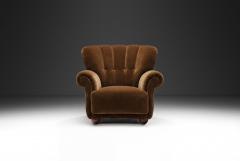 Danish Cabinetmaker Lounge Chair with Brown Upholstery Denmark 1940s - 4580614