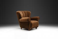 Danish Cabinetmaker Lounge Chair with Brown Upholstery Denmark 1940s - 4580615