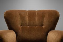 Danish Cabinetmaker Lounge Chair with Brown Upholstery Denmark 1940s - 4580619